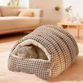 thumbnail image 4 of 30x30x20cm Removable Washable Pet Bed Enclosed Cat House Winter Warm Dog Bed Plush Cloth Material Soft & Cozy for Small Cats Dogs Indoor Pets Two-Purpose Nest Pet Villa Sleeping Mat, 4 of 6