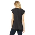 thumbnail image 3 of Bella Canvas Womens Flowy Rolled Cuffs Muscle Tee, S, Dark Grey Heather, 3 of 3
