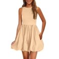 thumbnail image 1 of Vestido de verano PRETTYGARDEN 2025 sin mangas con cuello redondo caqui, 1 of 9