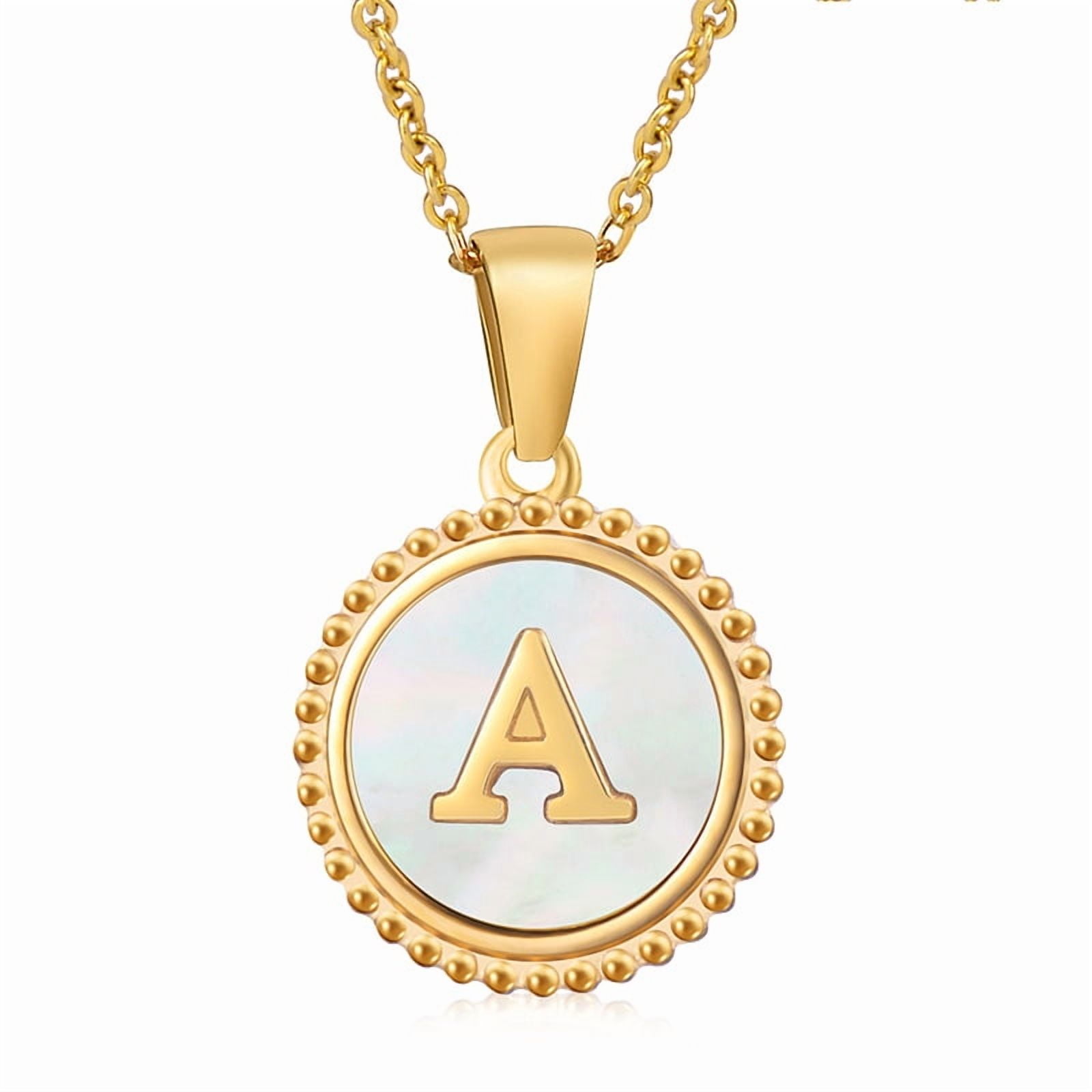 Gold Letter Necklace Stainless Steel Round Pendant with Gift Box Elegant Personalized Jewelry for Women Fashion Accessories