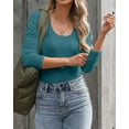 thumbnail image 3 of VAFFUL Womens Long Sleeve Shirts Scoop Mock Neck Fitted Ribbed Fall Tops, 3 of 5