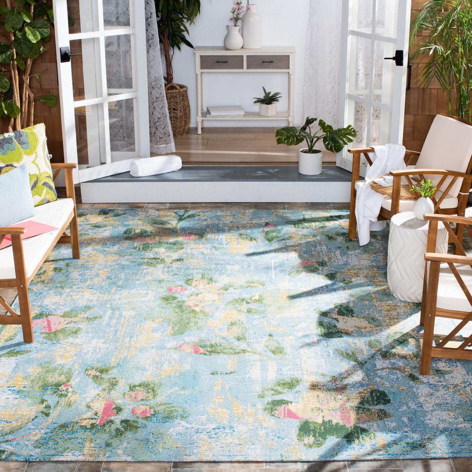 SAFAVIEH Barbados Cedric Floral Indoor/Outdoor Area Rug