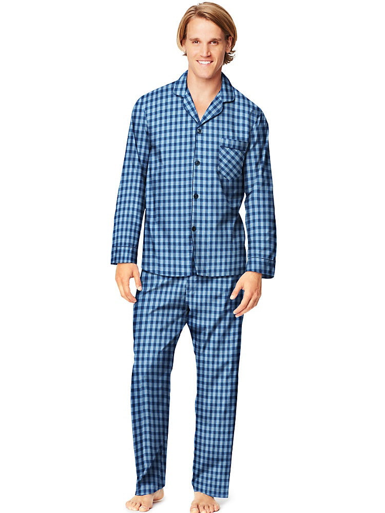 Hanes - Hanes Men's Woven Pajamas, Black/Blue Plaid - 5XL - Walmart.com ...