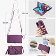 thumbnail image 4 of ELEHOLD For Samsung Galaxy A51 4G Phone Case Leather Crossbody Zipper Card Wallet Flip Case Kickstand Cover, with Ring Holder,Full Body Protection-Deeppurple, 4 of 7