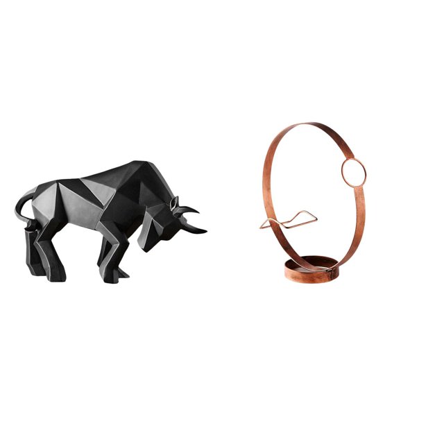 Figura De Toro De Resina Moderna Y Organizador De Botellas De Vino De Metal, Escultura Abstracta Coleccionable Para Entrada, Mesa, Escritorio, Estante De Oficina.