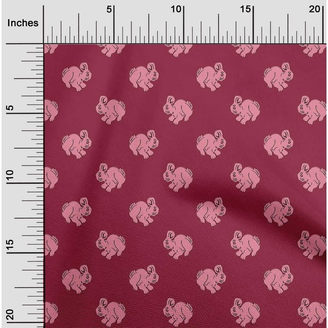 oneOone Tissu Polyester Lycra Imprimé Bloc de Lapin au Mètre 56 Pouces de Large