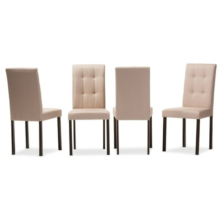 Upholstered Dining Chairs With Arms Set of 4 Baxton Studio Andrew Modern and Contemporary Beige Fabric Upholstered Grid-tufting Dining Chair ()
