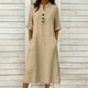 thumbnail image 1 of TaTaai Ladies V-Neck Ruffle Half Sleeve Solid Color Long Dress Button Down Design with Pockets Fashion Casual Comfortable Dress for Women Gift, 1 of 6
