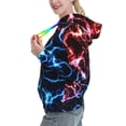 thumbnail image 2 of Lsque Red And Blue Lightning Pattern Casual Women's Hoodie,Hooded Sweatshirt with Kangaroo Pocket,Pullover Hoodie with Eye-catching Drawstrings-Large, 2 of 7