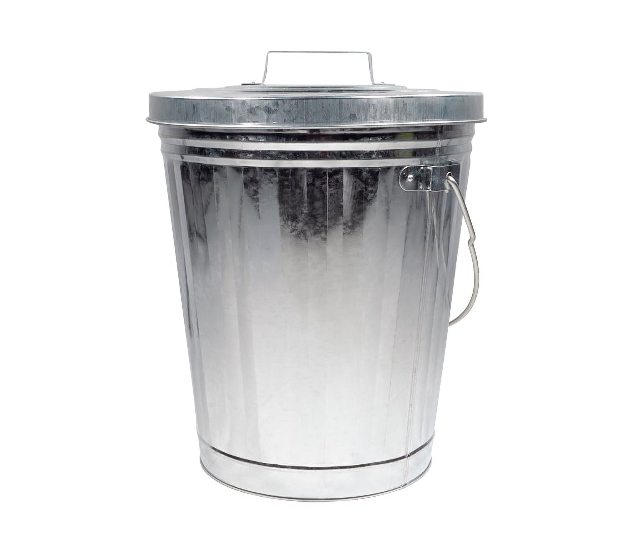 Galvanized Trash Can w/ Lid Ideal for Trailers - 4 Gallon Steel Mounted Small Outdoor Garbage Can for Home, Office, Bathroom, Kitchen - Fire and Heat Resistant