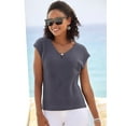 thumbnail image 3 of LASCANA Women's 2 Pack Waffle Knit Tops Buttons, 3 of 6