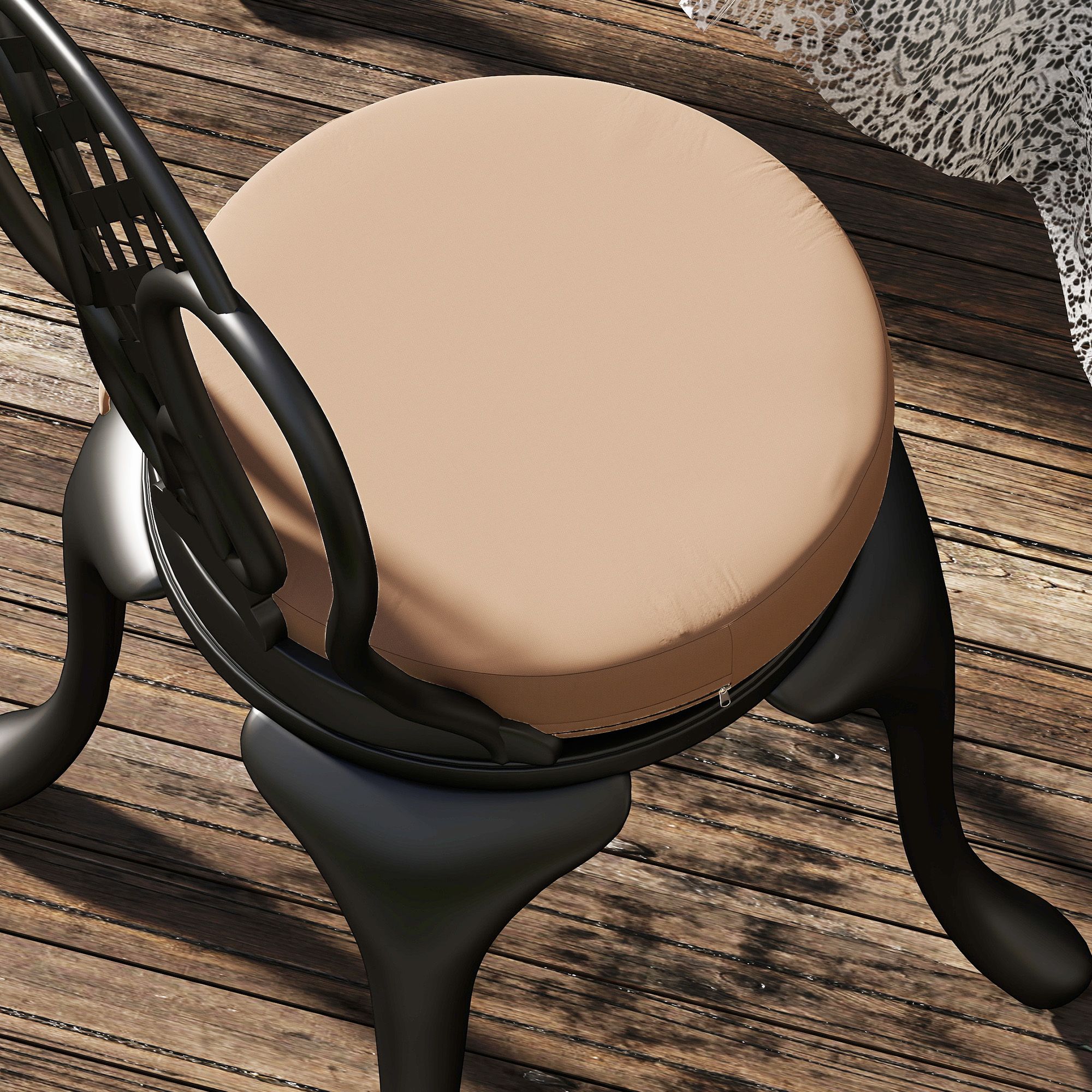 Alvantor Set of 4 Chair Cushions 3" Thick Round Seat Cushions for Dining Bistro Chairs, Machine Washable, 15" x 15", Khaki