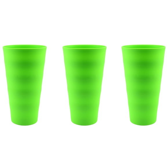 YBM Home Reusable Plastic Cups 18 oz, Unbreakable Drinkware Dishwasher Safe 3-Pack, Green