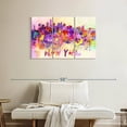 thumbnail image 2 of Elephant Stock New York City Abstract Wall Art - Horizontal Multi Panel Canvas - Living Room Wall Decor - City Multi Panel - Yellow And Purple Decor - 38" x 24", 2 of 8