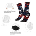thumbnail image 3 of Gukieu Red Blue White Stars Print Contrast Color Mid-calf Socks, Sweat-wicking Athletic Socks, Unisex Clothing Accessories, 3 of 6