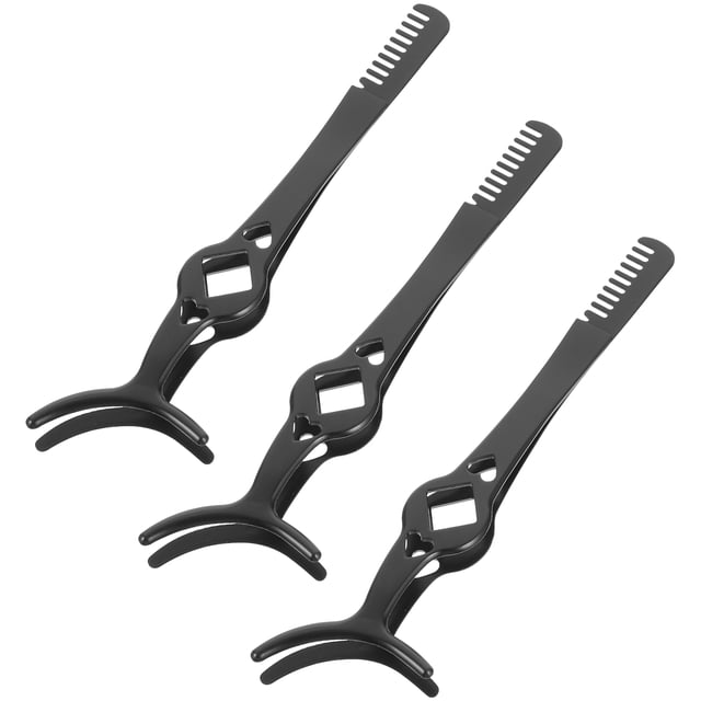 SHOWERORO 3Pcs Lash Clamp Tweezers Black Eyelash Applicator Tool for Secure False Eyelash Placement