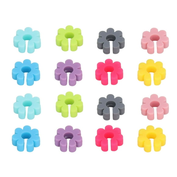 16PCS Wine Glass Silicone Flower Shape Drink Marker Tag Identification Cup Label for Party