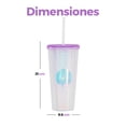 thumbnail image 5 of Vaso doble pared de plástico reutilizable con tapa y popote capacidad de 710 ml, 5 of 5