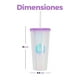 thumbnail image 5 of Vaso doble pared de plástico reutilizable con tapa y popote capacidad de 710 ml, 5 of 5