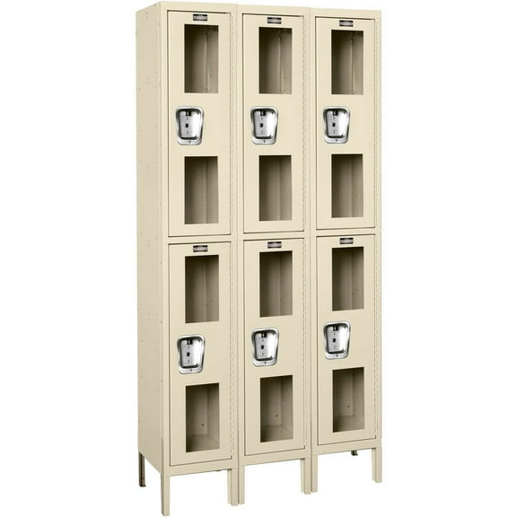 2-Tier 6 Door Clear View Locker, 12"W x 18"D x 36"H, Tan, Unassembled