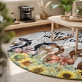 thumbnail image 3 of Large Round Rug 8Ft, Farmhouse Sunflowers Non-Slip Washable Circle Rugs Carpet, Country Cow Animals Fence Grey Wood Indoor Outdoor Rug Floor Mats Throw Runner for Bedroom Living Room Bathroom, 3 of 8