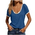 thumbnail image 3 of cocolona Summer Tops for Women Crew Neck Short Sleeve Patchwork T-Shirts Base Tees Casual Trendy Blouses, 3 of 4