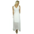 thumbnail image 5 of Bimba Women White Long Maxi Dress Half Lined With Beaded Neckline, 5 of 6