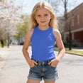thumbnail image 2 of Tisuna Child Girls Summer Vest Tops Solid Color Sleeveless Crew Neck T Shirts Lightweight Stretchy Little Girls Holiday School Daily Wear Size 2-3 Years Blue, 2 of 4