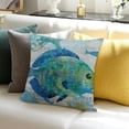 thumbnail image 3 of BANET  Blue Throw Pillow Cushion Cover, Artisan Fish Patterns with Wavy Lines and Sky Cloud Motifs Marine Sea Life Image, Decorative Square Accent Pillow Case 22x22in, 3 of 5