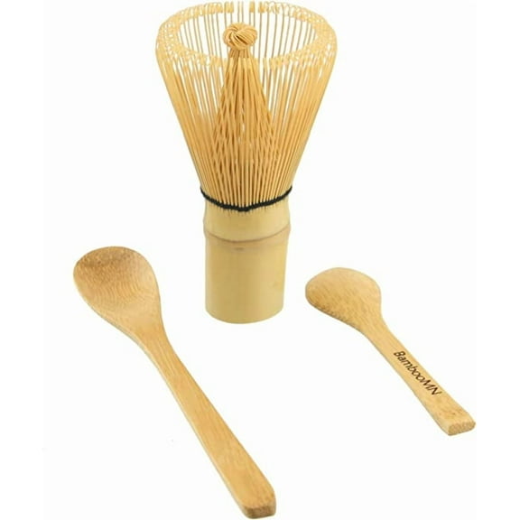 Matcha Whisk Set - Chasen (Green Tea Whisk), Small Scoop,Tea Spoon by BambooMN