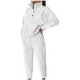 thumbnail image 2 of Juniors Plus Size Sweatsuits 2 Piece Lounge Set Long Sleeve Button Up Mock Neck Sweatshirts Elastic Sweatpants, 2 of 6