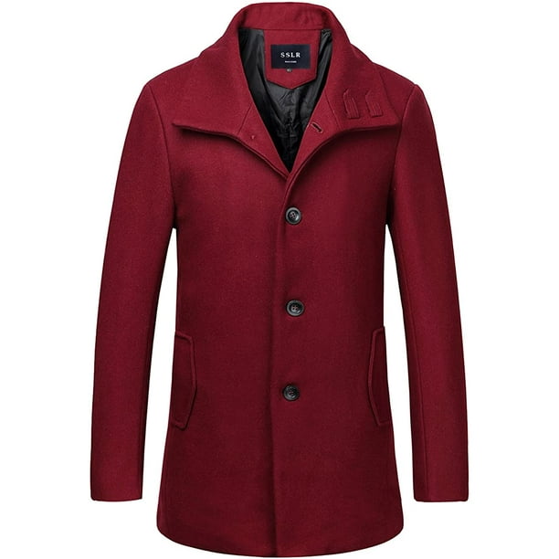 Mens Slim Fit Wool Pea Coat British Single Ted Stylish Jacket Wine Red Small Com Mens Slim Fit Wool Pea Coat British, Can You Dry Clean A Peacoat