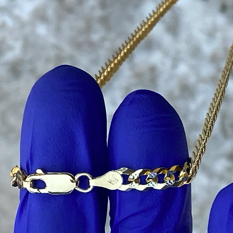14K Gold Plated Over 925 Italy Silver 2-Tone Diamond Cut Cuban Chain 5MM  Thick 20