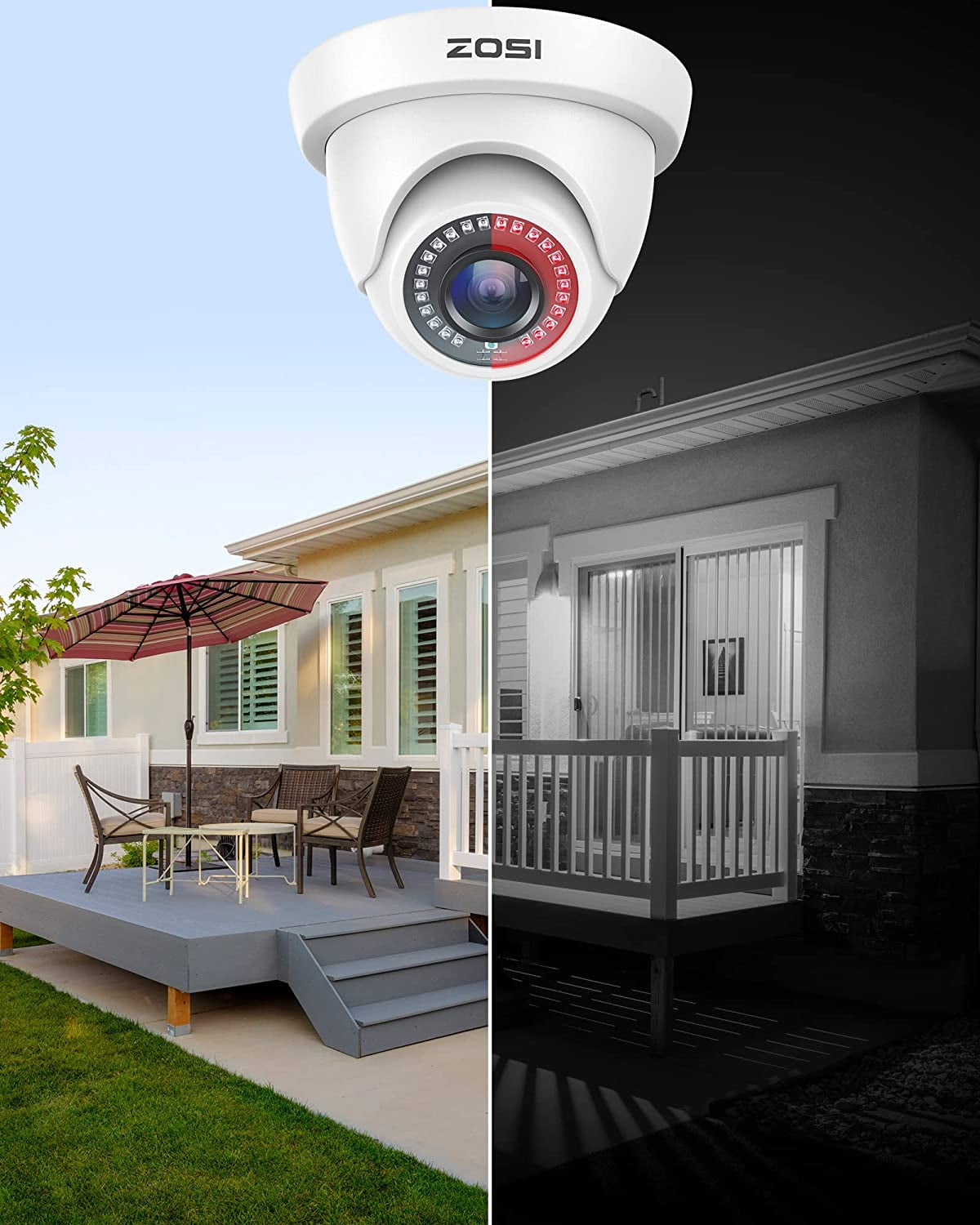 ZOSI 4 Pack 2.0MP HD 1080P HD-TVI Indoor Outdoor Dome Wired Home Security Surveillance CCTV Camera Kit