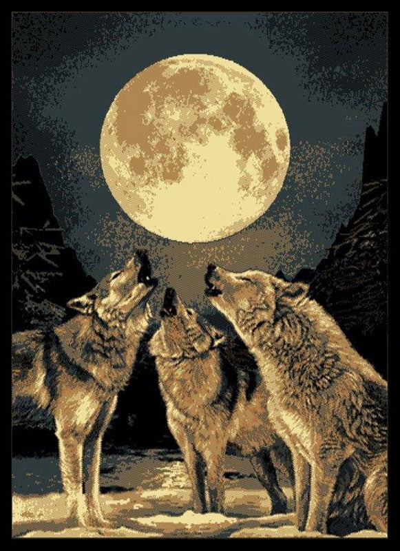 Round Area Rug,Full Moon Night with Wolf Printing Rugs Small Floor Mat Room Non-Slip Carpet Round Area Rug,Full Moon Night with Wolf Printing Rugs Small Floor Mat Room Non-Slip Carpet