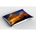 thumbnail image 2 of Ambesonne Nature Pillow Sham 2 Pack, Romantic Scenery Ocean, 26"x20", Orange Blue, 2 of 3