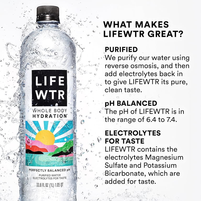 LIFEWTR Purified Drinking Water 20 fl oz Plastic Bottle with