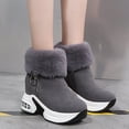 thumbnail image 5 of Botas de nieve para mujer, estilo coreano, de invierno, de gamuza, cortas, forradas con vellón, cálidas, ocultas, de algodón, con aumento de altura, 5 of 5