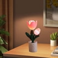 thumbnail image 1 of Lámpara de escritorio con forma de flor, bloques de construcción, lámpara de flores, adorno de escritorio, luz ambiental para armario de guardería, Tulipán, 1 of 8