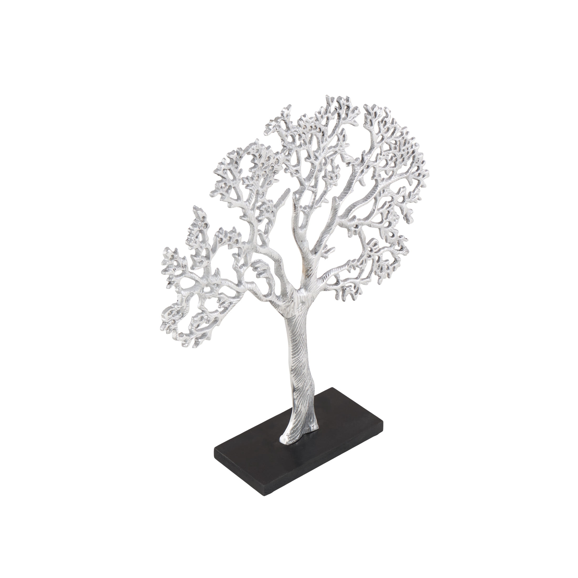 17" x 19" Silver Aluminum Metal Tree Sculpture, by DecMode