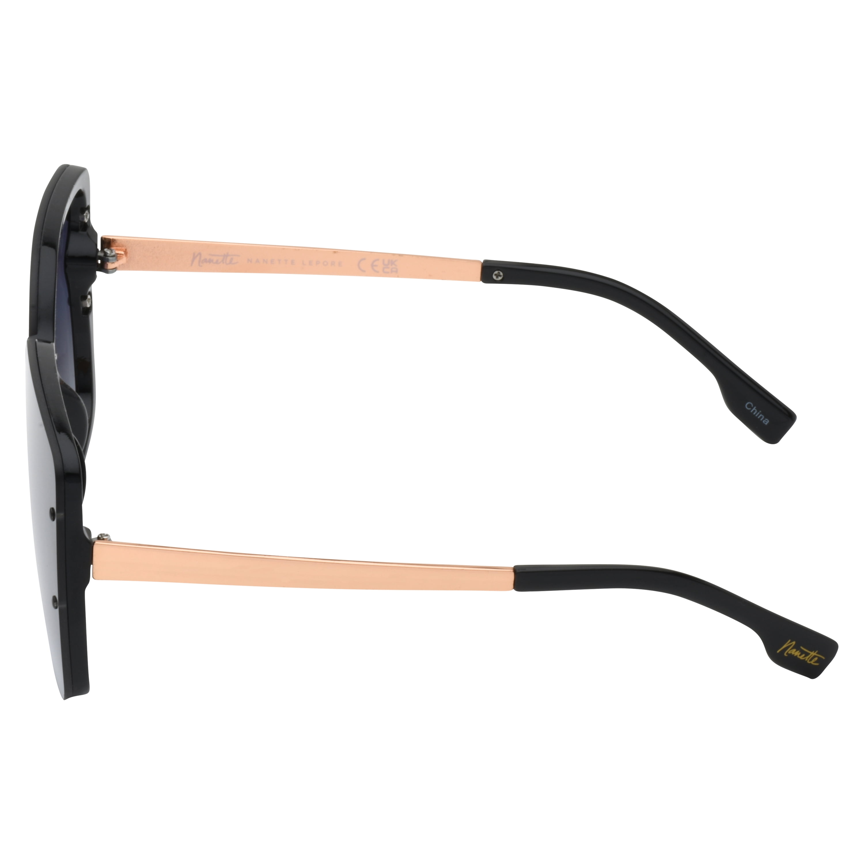 Nanette Lepore Women's NN387 Flush Lens UV400 Protective Square Fashion Sunglasses, 66mm
