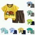 thumbnail image 4 of HCNTES Baby Boy Girl Spring Summer Fall Clothes Toddler Kids Outfits Short Sleeve Shirt Tops + Joggers Pants Set(Green,5-6 Years), 4 of 4