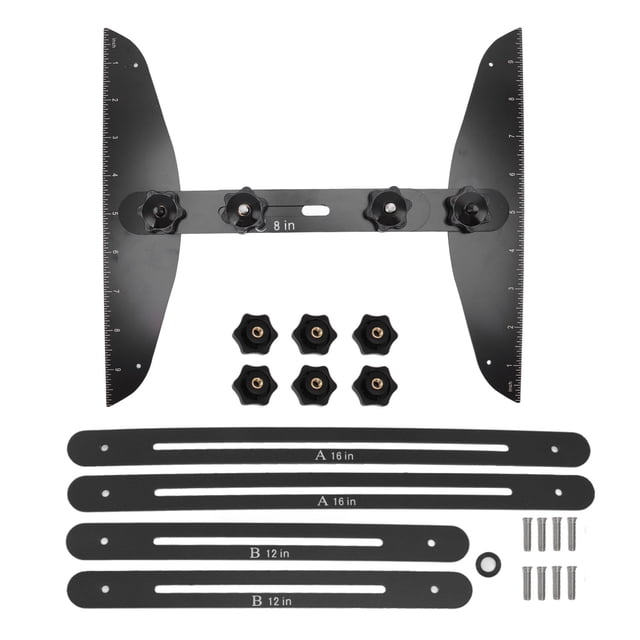 Medidor de escalones de acero inoxidable de 8, 12 y 16 pulgadas, resistente a la corrosión, alta precisión, fácil de usar, juego de herramientas de medición de escaleras negro