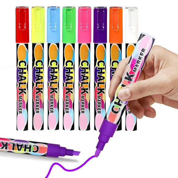 8 PCS Liquid Chalk Markers Wet & Dry Erase Marker Pens Water-based Chalkboard Markers for Windows, Dry Erase Boards, Blackboard Signs, Glass, Ceramics - 3mm