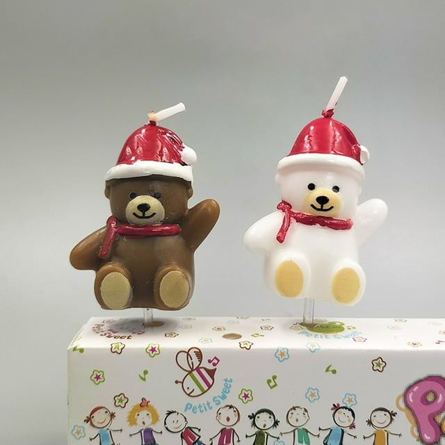 Vela de Oso con Sombrero Navideño