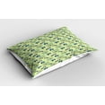 thumbnail image 2 of Ambesonne Hippie Pillow Sham 2 Pack, Motorbikes and Retro Buses, 36"x20", Pale Green Multicolor, 2 of 3
