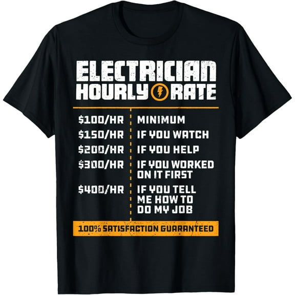 Electrician Hourly Rate Funny Lineman Dad Retro Vintage Men T-Shirt