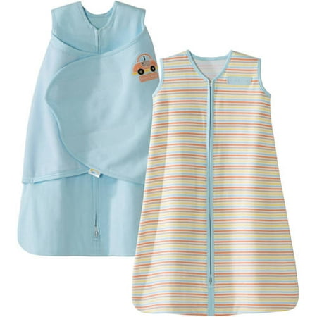 HALO SleepSack Swaddle and Wearable Blanket 2-Piece Gift Set, Cotton, Blue,