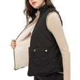 thumbnail image 2 of J. METHOD Women’s Quilted Vest Reversible Lightweight Sleeveless Full Zip Up Faux Fur Lining Gilet Jacket with Pockets NEWV44 Black S, 2 of 6