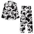 thumbnail image 6 of SEANATIVE Cow Print Womens Button Up Pajama Sets Size M Long Sleeve Women Pajamas Womens Button Up Pajamas Set of 2 Ladies Fall Winter Loungewear Set Jogger Outfits, 6 of 7